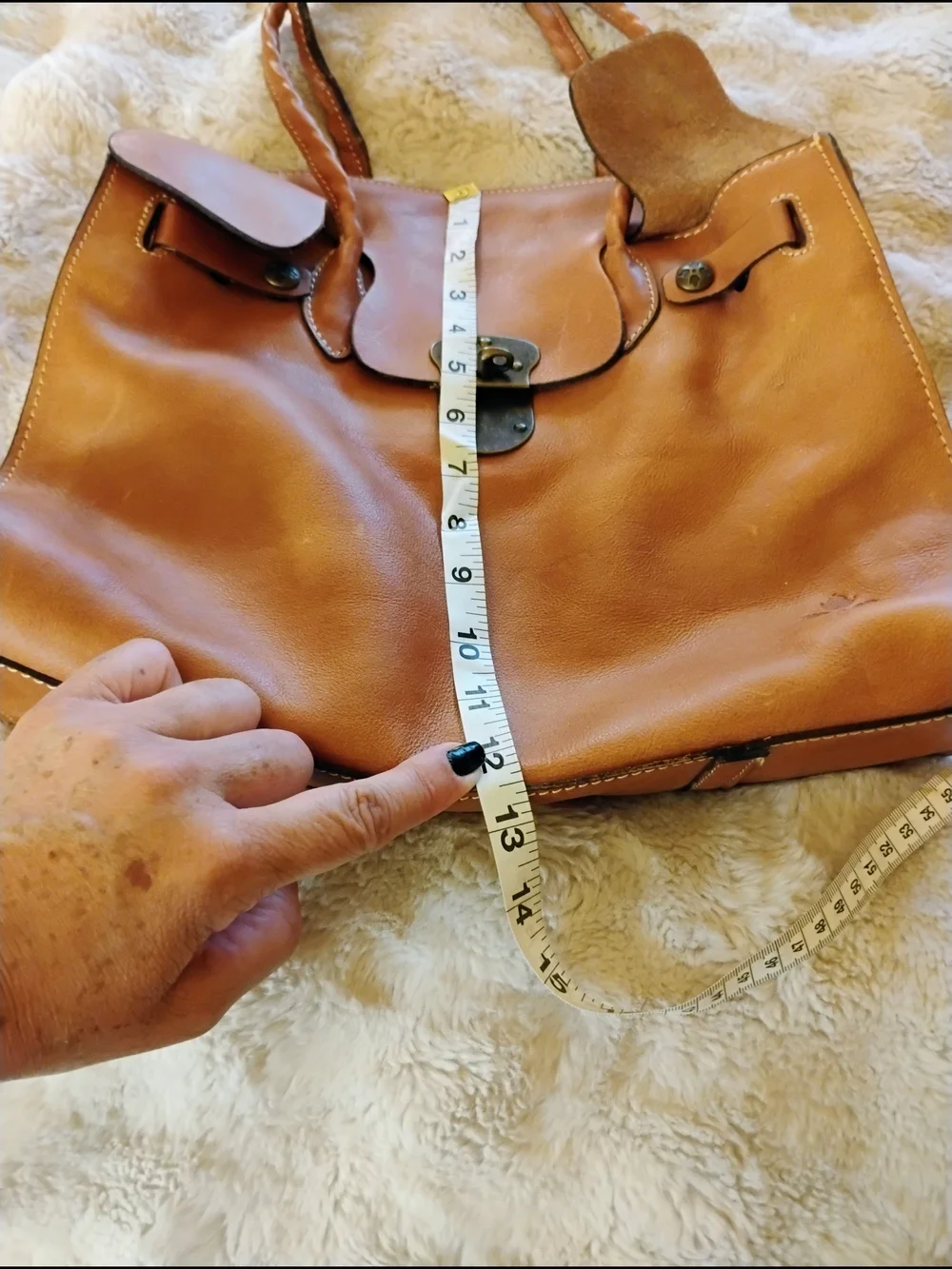 Patricia Nash Classic Tan Leather Tote Bag with Brass Lock